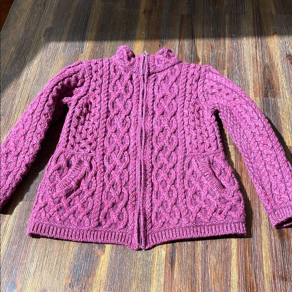 Aran Crafts Sweaters - Aran Crafts Raspberry Cable Knit Cardigan